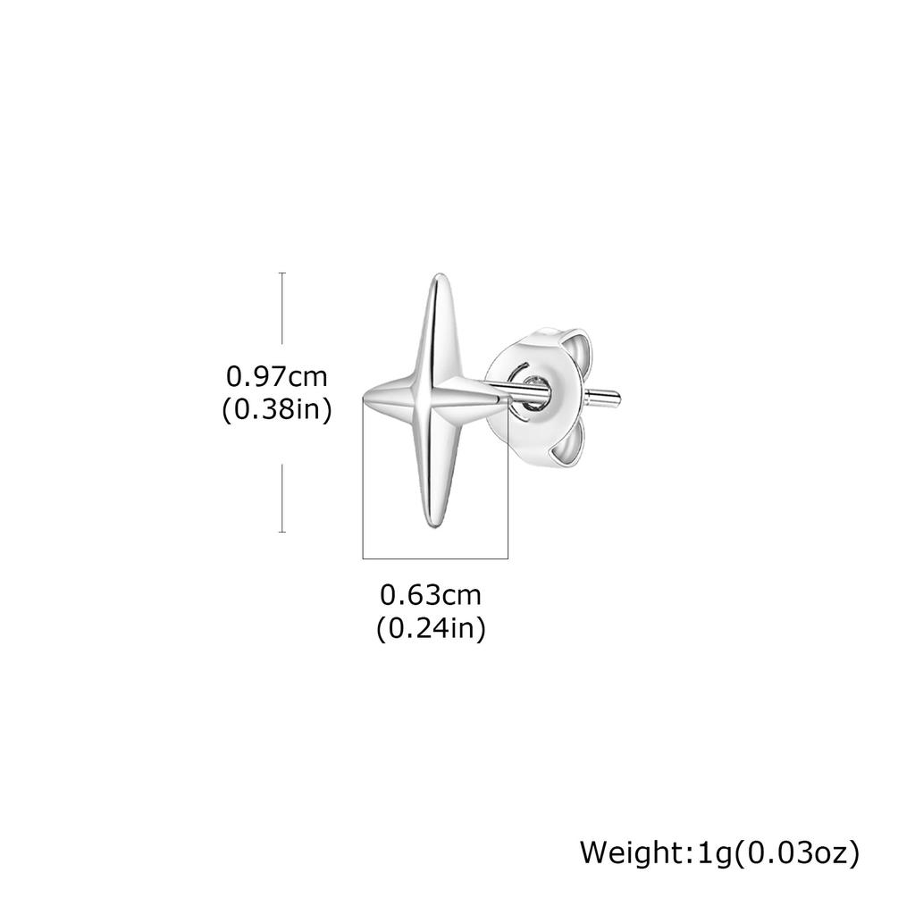 Hip Hop Star Stud Earrings for Men Women,Silver Color Zircon Star Tiny Stud Earrings,Minimalist Ear Hole Care Accessories Gifts