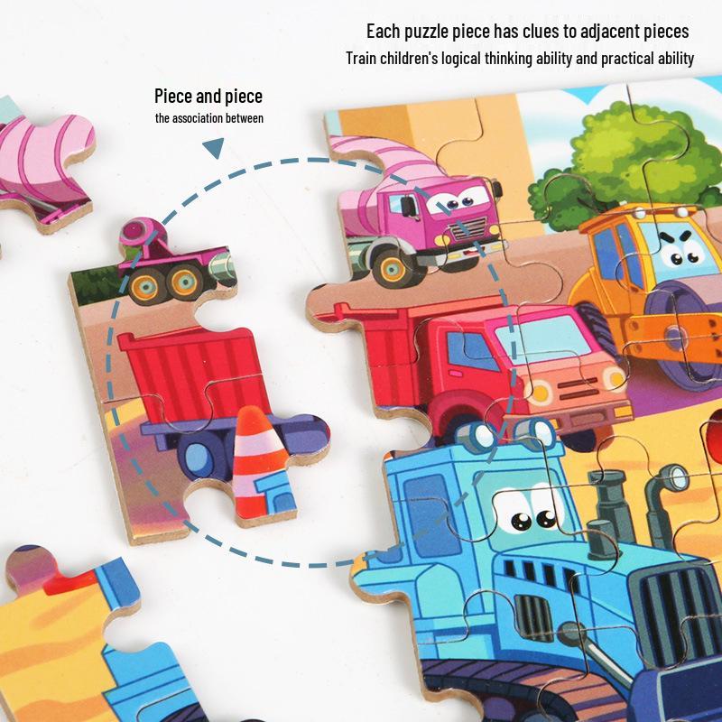 60-Piece Children's Wooden Cartoon Jigsaw Puzzle in Tin Box for Early Education