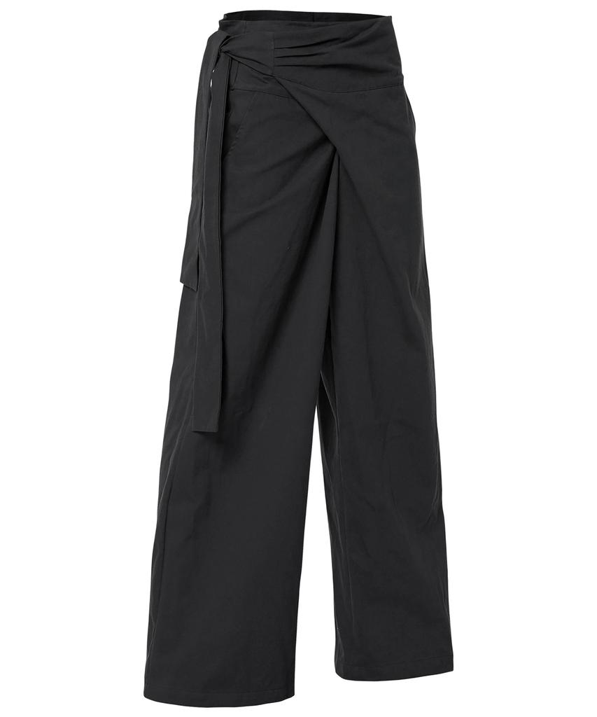 Peulleeoeob Layered Wrap Trousers (Fl-255_Black)