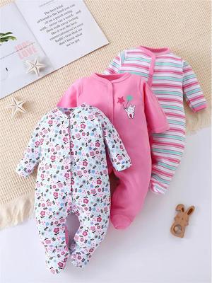 Completo da neonato in puro cotone, composto da 3 pezzi con tutina a maniche lunghe - Primavera/Autunno