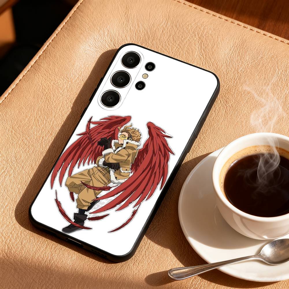 Hawks BNHA M-MHA Phone Case For Samsung S26,S25,24,23,22,30,21,10,9,Ultra,Plus,Lite,FE Soft Black Case
