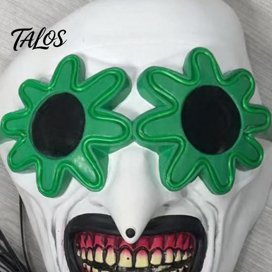 Detailed Latex Costume Masque Halloween LED Clown for Adults, Light Up Scary Horror Face Masquerade Full Costume, Cosplay Party Grinning Character