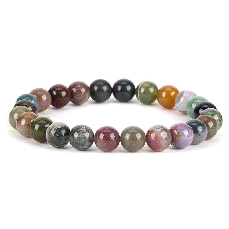 8mm Tiger Eye Crystal & Agate Beaded Bracelet - Handmade Elastic String