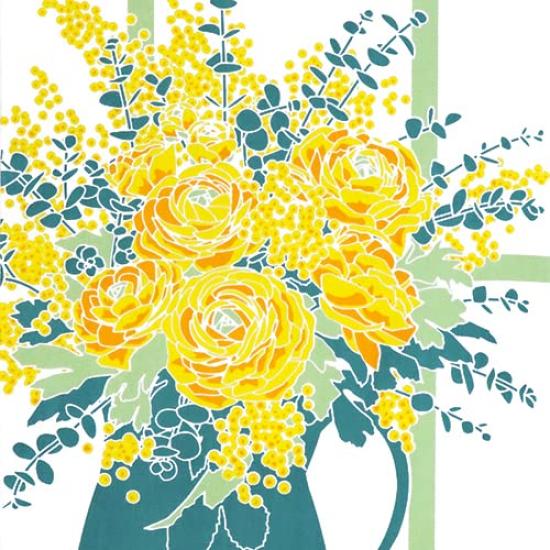 Someno Yasubo Hand Towel Mimosa Yellow Authentic Dyed Cotton Tokuoka Made In Japan 35cm X 100cm "Spring Window" 100%