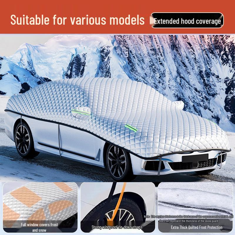 Universal Four Seasons Thickened Sunshade Half Car Cover for Heat and Sun Protection