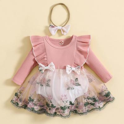 Baby Girls' Romper Dress and Headband Set Kids Clothing Set
