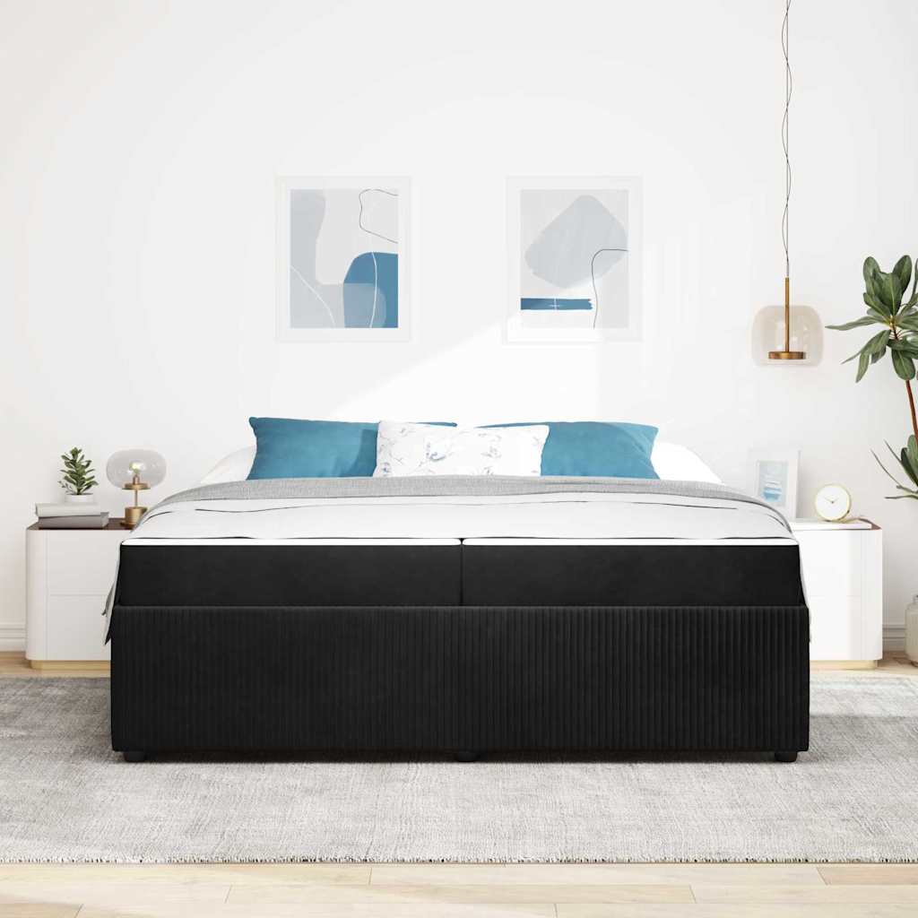 Bed Frame with Mattress Black 200 X 200 Cm Fabric