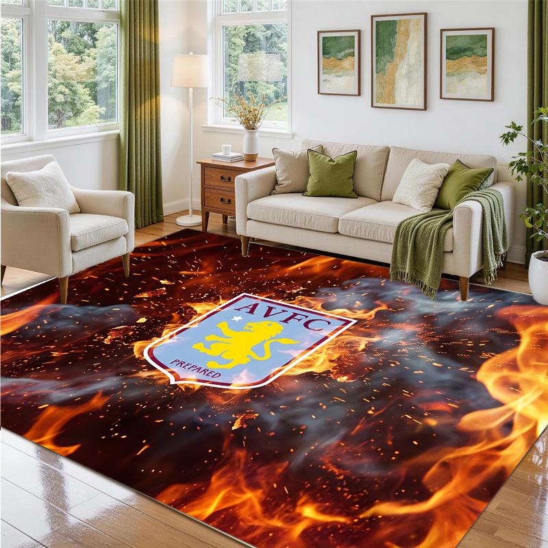 Aston Villa Football Design Crystal Velvet Rug Soft Decorative Mat for Bedroom Entrance