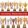 Customizable Metal & Plastic Trophies for Sports Events - Gold, Silver, & Bronze with Free Engraving