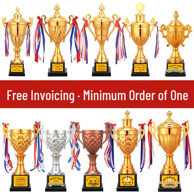 Customizable Metal & Plastic Trophies for Sports Events - Gold, Silver, & Bronze with Free Engraving