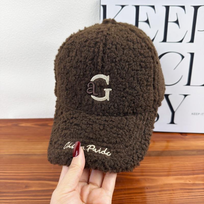 Autumn and winter new lamb wool thickened thermal baseball cap children's casual letters fashion versatile cap men