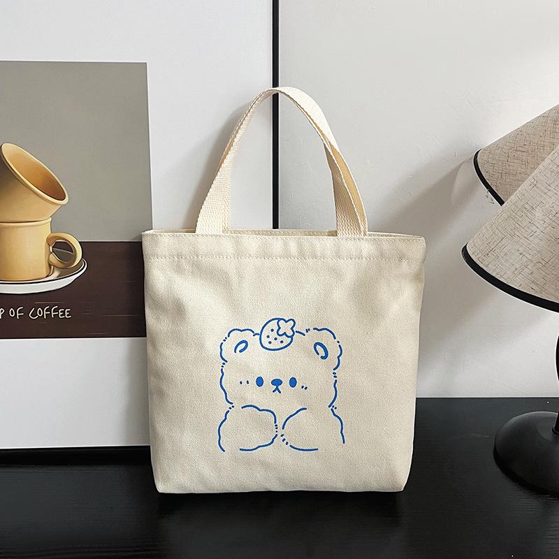 

Little Bear Canvas Shoulder Backpack – Cartoon Student Bag with Large Capacity for Women