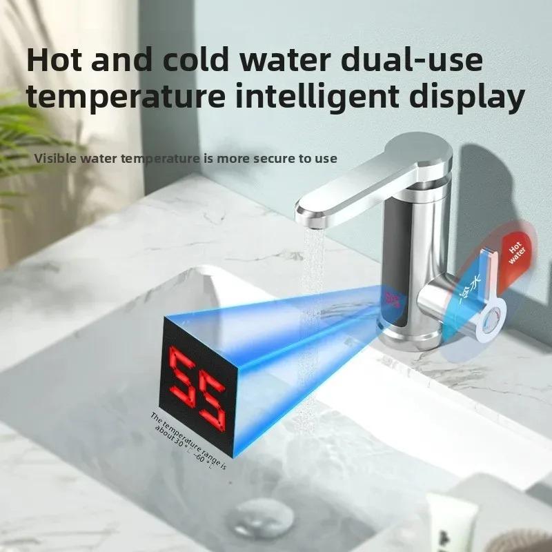 Electric Water Heater 220V Kitchen Faucet Tankless Instant Heating Water Tap Flowing Heated Mixer Digital Display