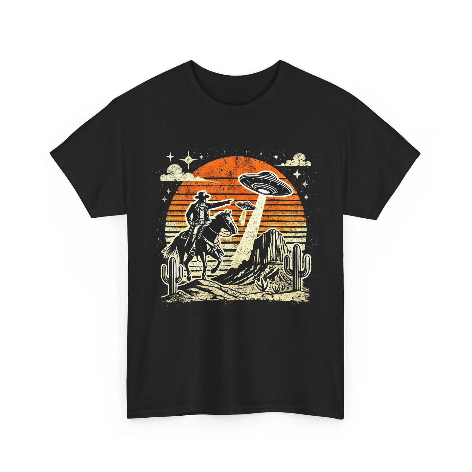 Cowboy & Ufo Alien T-Shirt | | Cowboy Abduction Shirt | Alien Shirt | UFO Tee 3XL