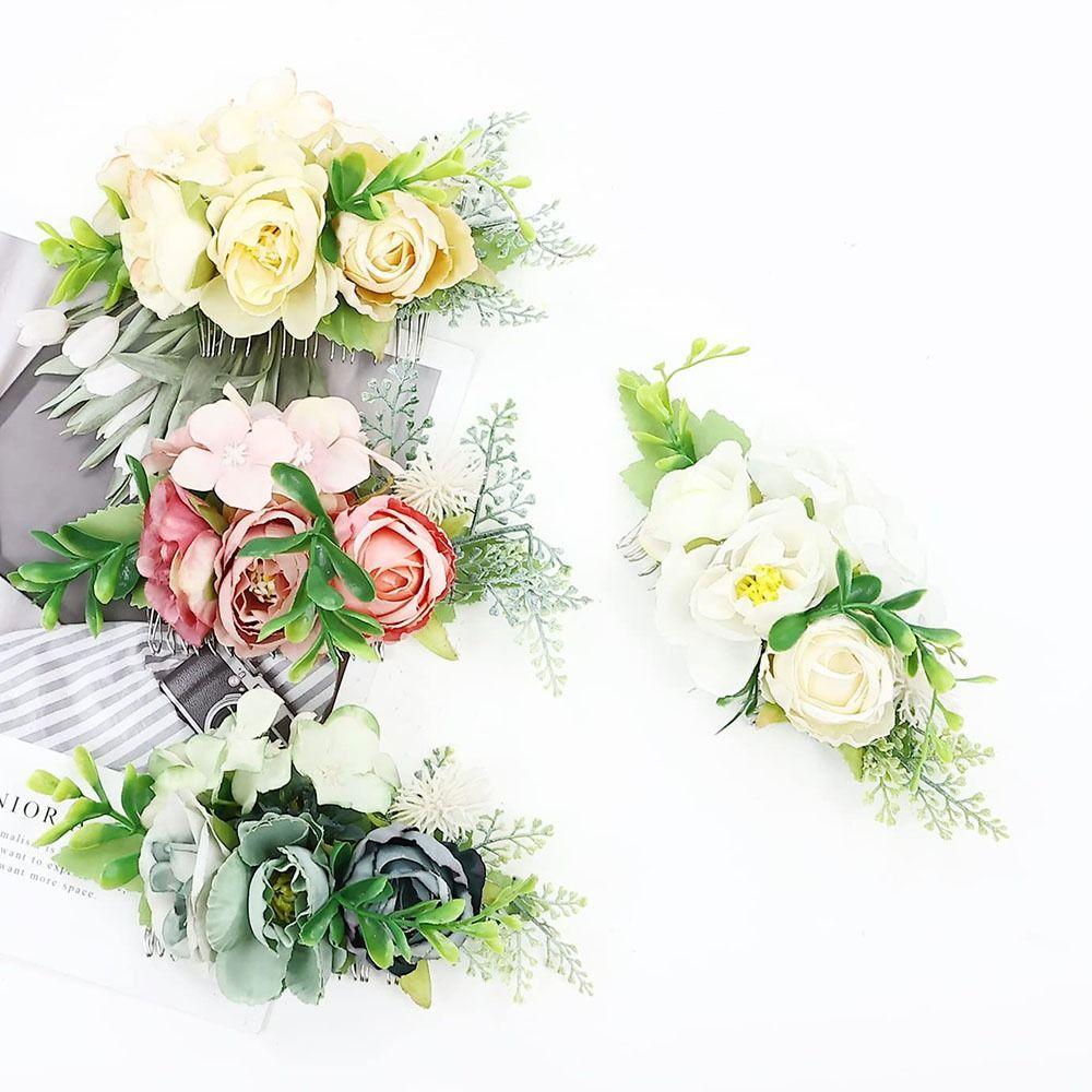 Flower Leaf  Hair Comb Flower Hair Comb Bridal Crystal Hair Ornaments Bridal Hair Accessories