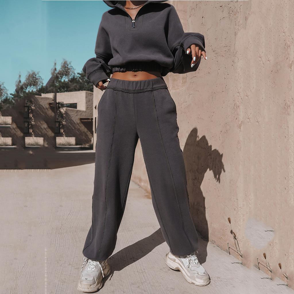 2026 New Women's Sweatshirt Set 2 Piece Outfit Fashion Sport Casual Loose Slim Fall Winter Long Sleeve Top Pants