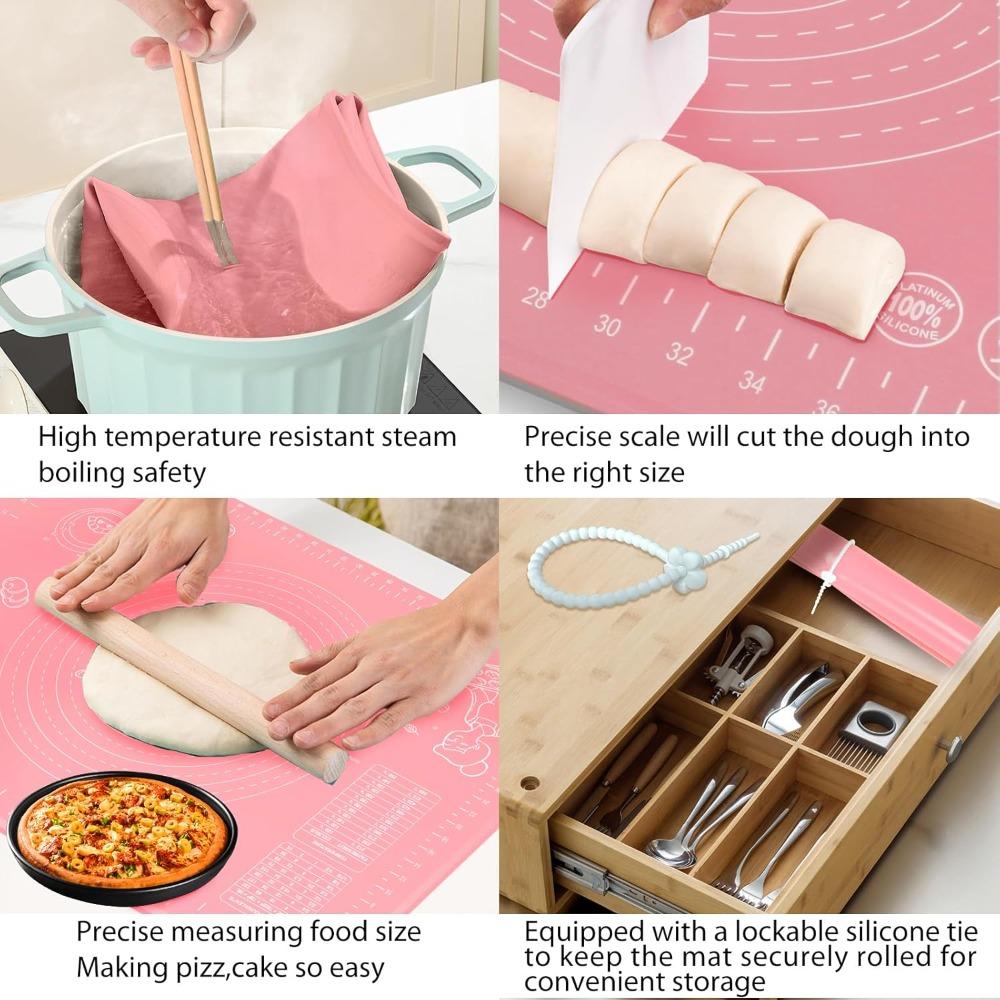 1Pcs Silicone Baking Mats for Baking Dough Non Stick Rolling Dough Pads Easy To Roll Out Pizza Dough Kneading Accessories