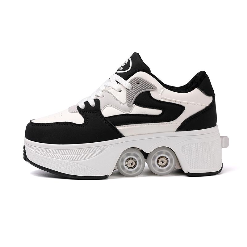 Kinder Rollschuh-Sneaker mit Doppelrollen für Jungen / Mädchen Verformbare Schuhe Rollschuhschuhe