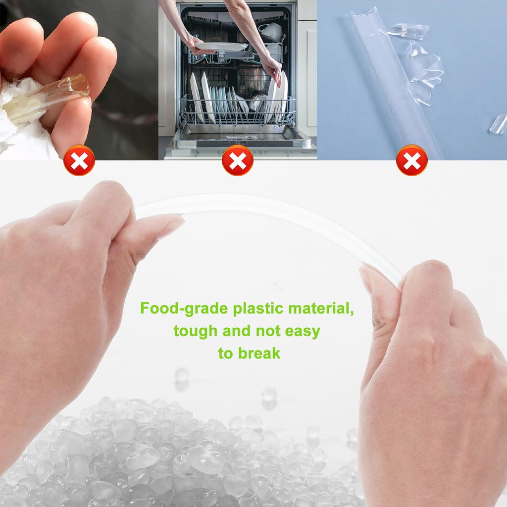 6/25 Stück Plastikstrohhalm-Set mit Reinigungsbürste 11,85 Zoll lang BPA-frei Klare Trinkhalme für Smoothies Tee Saft Milchshakes