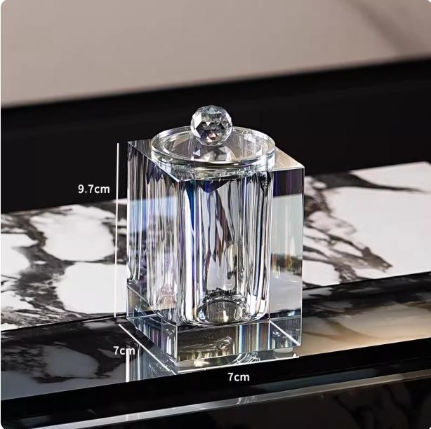Bathroom Crystal Glass Toothpick Dispenser, Cotton Swab Box, Toothpick Holder, Dental Floss Storage Jar Teeth, Household Items