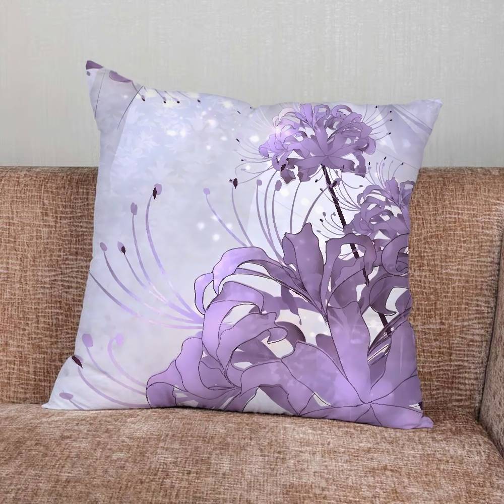 Spider Lily Pillow Case For Home Bedroom Car Office Decoration Living Room Sofa Cushion Cover Suitable