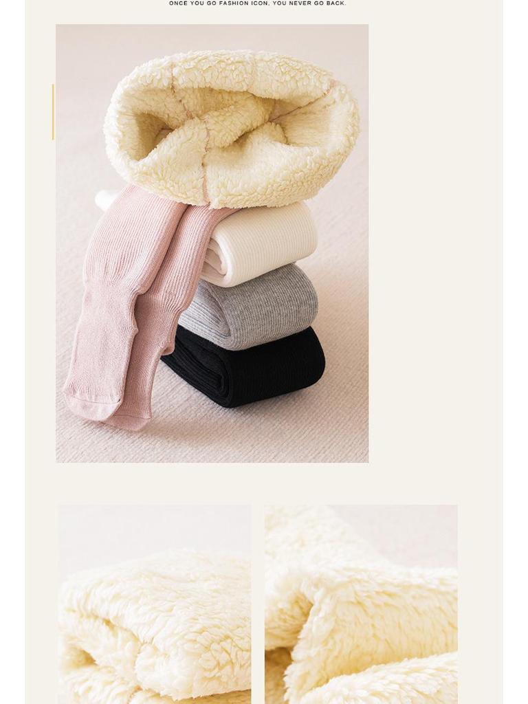 Winter Velvet Thickened Tights with Big Bow for Babies - Knit Cotton Outerwear Base Layer Tights