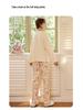 Women's Cartoon Pajama Set with Chest Pads - Long Sleeve & Pants for Spring & Autumn, Wear Indoors or Out