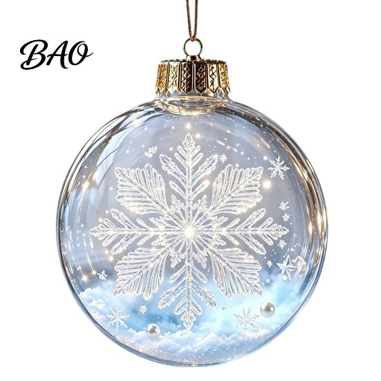 Christmas Party Favors Glowing Story Ornament, Light?Up Mini Holiday Scene Hanging Ball with Warm Reusable Plastic Baubles LED Light, Clear