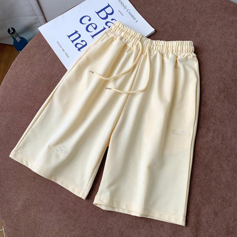 Lässige Sport-Fünf-Punkt-Shorts für Damen Sommer locker hochtailliert und dünn Pyjamahose, fauler Stil Haus weite Beine mittellang, zum Ausgehen