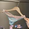 French Summer Dopamine Low-Rise Lace Satin Thong with Bow for Women