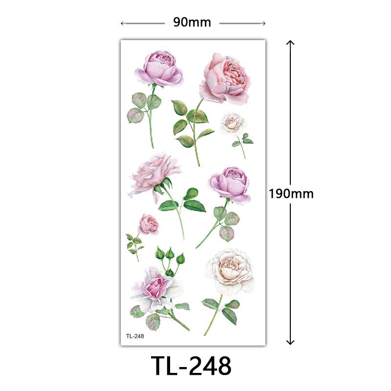 Blumen Tattoo Aufkleber, Farbige Skizzen Tattoo Aufkleber, Englische Buchstaben, Hochzeitsfotografie Tattoo