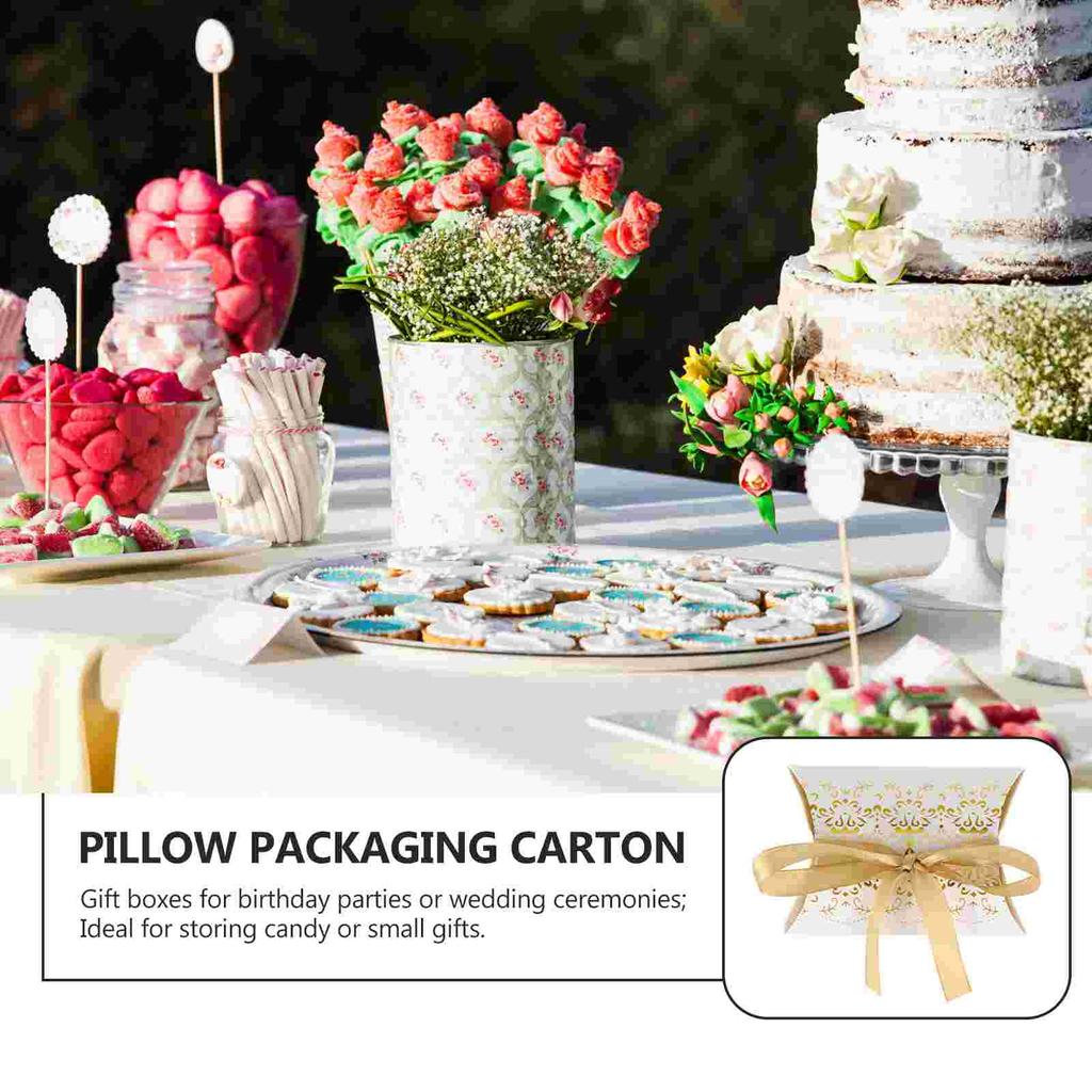 50 Pcs Candy Box Pillow Shape Container Storage Gift Boxes Paper Case Customized