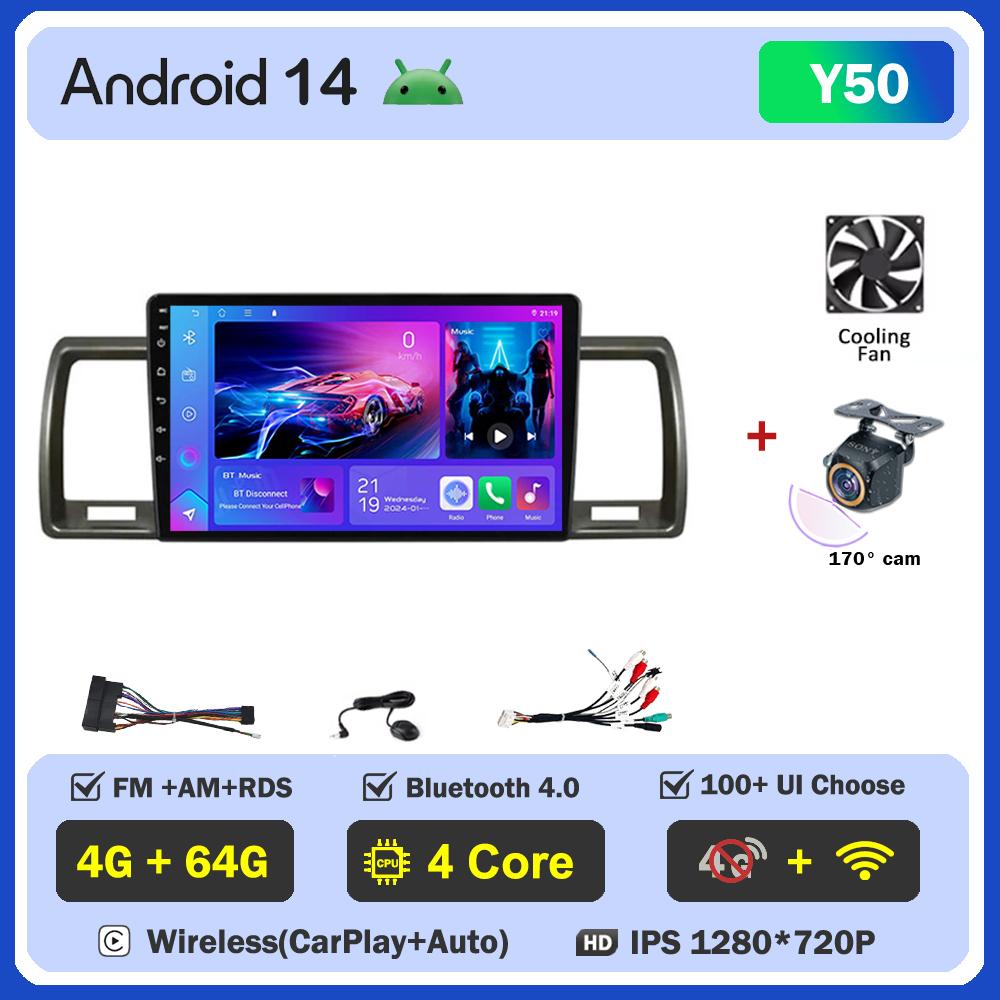 Car Multimedia Player For Toyota Hiace 2010 2011 2013-2018 Car Radio Player Intelligent Car Systems GPS Navigation Android 14