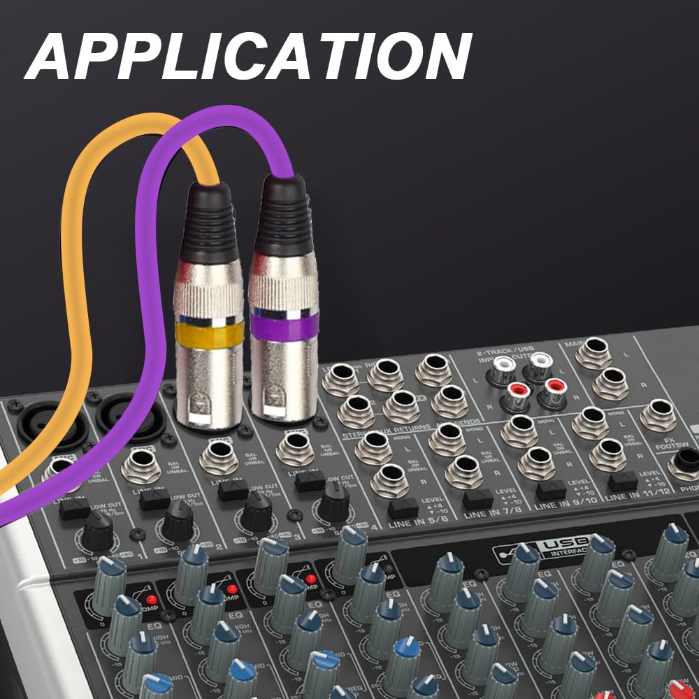 Xiatiaosann XLR-XLR Color Microphone Cable, 3-Pin XLR Male to Male Balanced Shielded Microphone Patch Cable for Amplifiers, Audio Sound Consoles