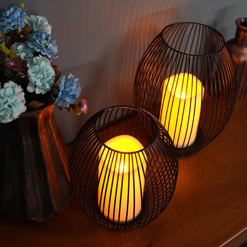 Led Simulated Candle To Nordic Extremely Simple Cooked Iron Decoration Night Light Coffee Restaurant Creative Indoor Home Crafts