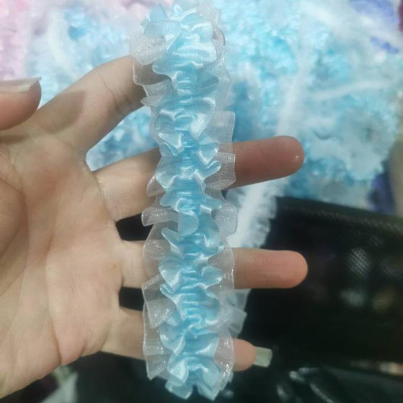 10 Yards Elastic Ruffle Lace Trim Ribbon 4cm Width Stretch Chiffon Fabric For Diy Sewing Toy Doll Garment Patchwork Accessories