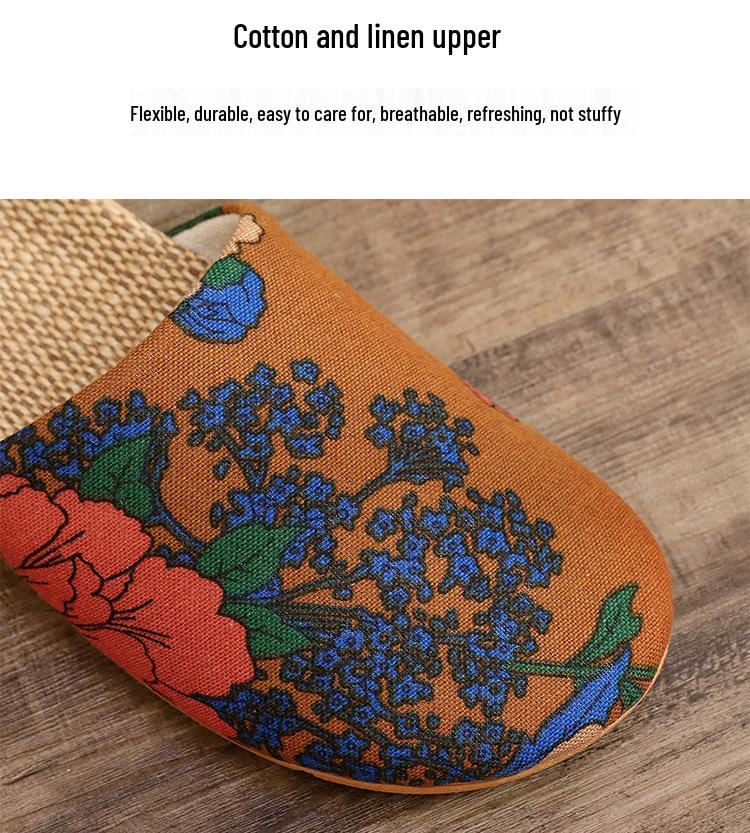 Four Seasons Ethnic Style Retro Linen Headband Slippers for Men & Women - Thick Sole, Indoor Use, Spring/Summer Sandals.
