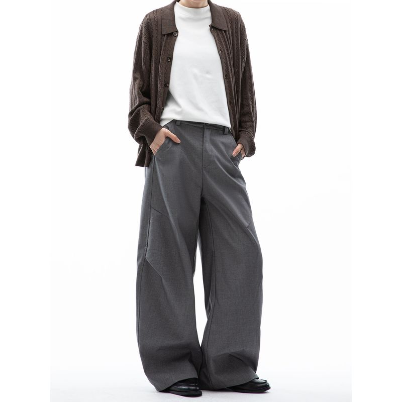Dream Made Old Money Style Drapey Dress Pants for Men, Autumn Loose Straight Casual Pants with a High-End Feel