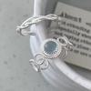 Elegant S925 Silver-Plated Light Blue Open Ring for Women - Versatile, Fashionable, and Luxurious Index Finger Design.