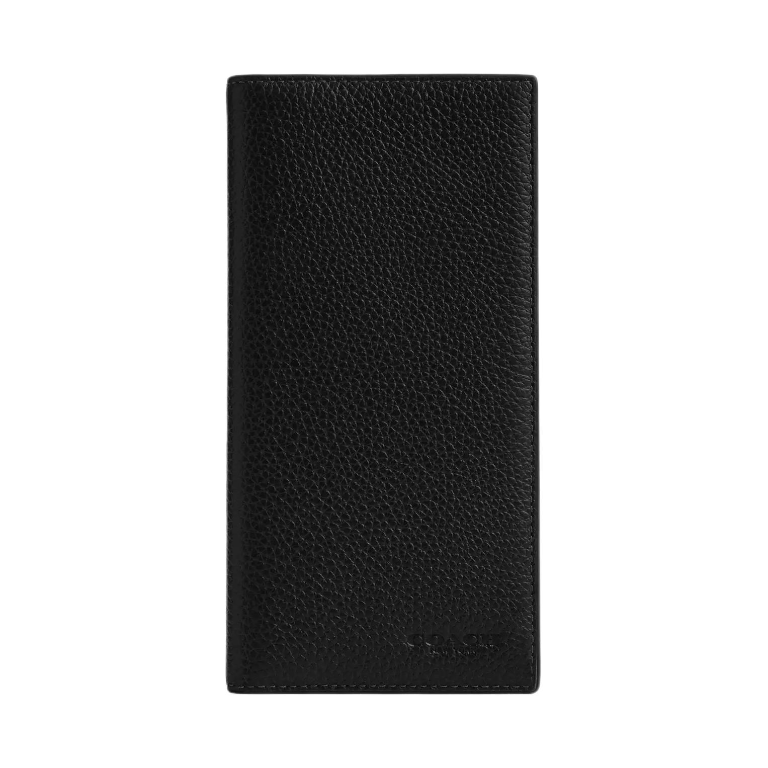 Coach 10 Brand Logo Flap Wallet Crafted From Pebble Grain Leather Men wallet Black CW354-BLK Black