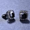 Female Black Square Stone Earrings Silver Color Stud Earring Vintage Wedding Jewelry For Women