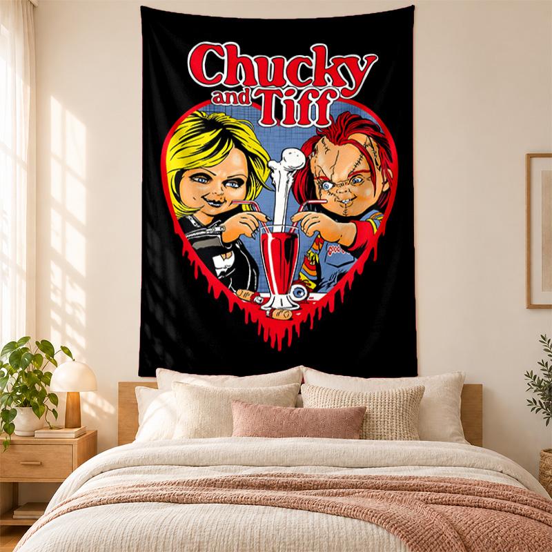 Chucky with Tiffany Tapestry highquality for decorating living room bedroom dorm walls ideal as bedroom wallart orholiday gift