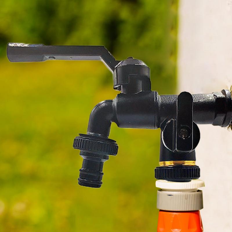 Outdoor Faucet With Double Outlet Double Taps Brass Water Faucet 1/2 Inch Inlet Home Water Hose Connector 1-Into-2 Spigot