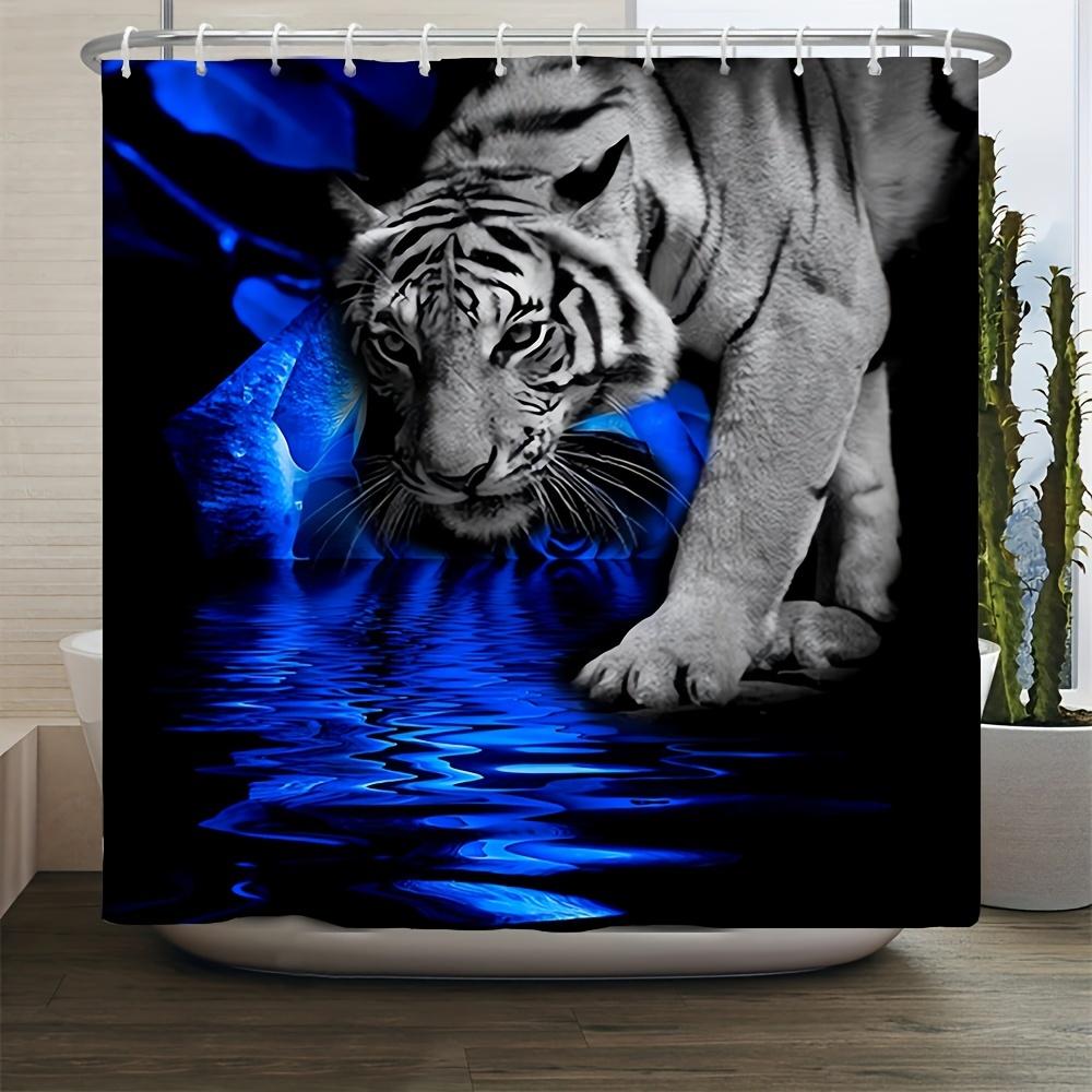 

1Pc Shower Curtain - Majestic Tiger In A Blue-Lit Water Reflection Design Waterproof W60H190(CM)-1 Pcs