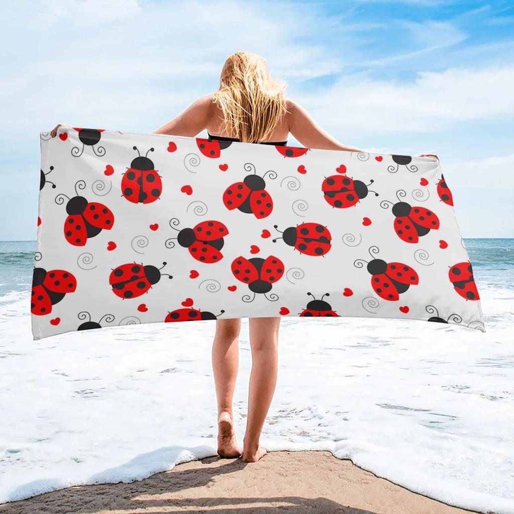 Ladybug Beach Towel Microfiber Cartoon Insect Bath Towel Quick-dry Swimming Cover Soft Portable Camping Sport Spa Travel Towels