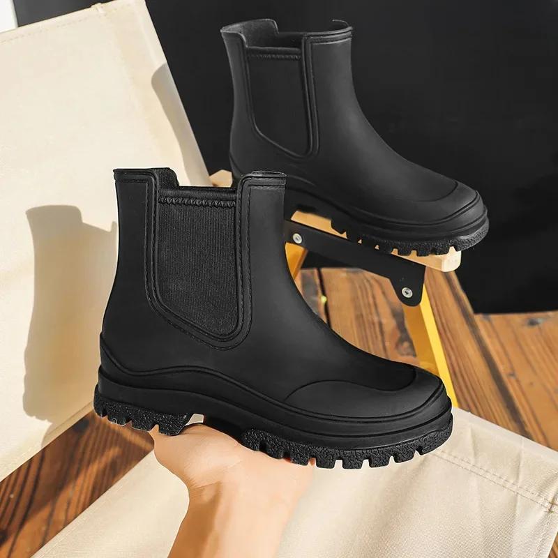 Neue Mode PVC Kurzer Stiefel 2026 Regenstiefel für Damen Warm und Samt Rutschfest Wasserschuhe Wasserdichte Überziehschuhe