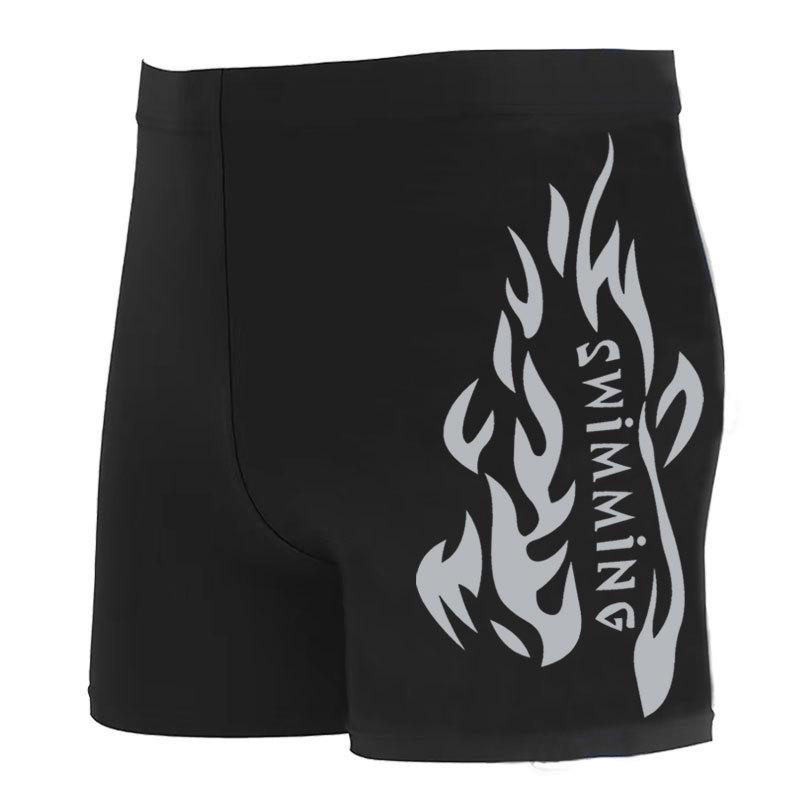 Men s Quick Dry Flame Print Swim Trunks - Comfortable Beach Boxer Shorts 2XL: 110-140 lbs серый