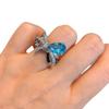 Diamond-set Pear-shaped Sea Blue Diamond Ring, Colorful Treasure Ring, Red Treasure Simulation Ring.