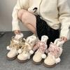 Winter Platform Snow Boots For Women Fad Cute Girls Lolita Ankle Boots Plush Warm Hairball Bowknot Wedge Cotton Shoes For Women