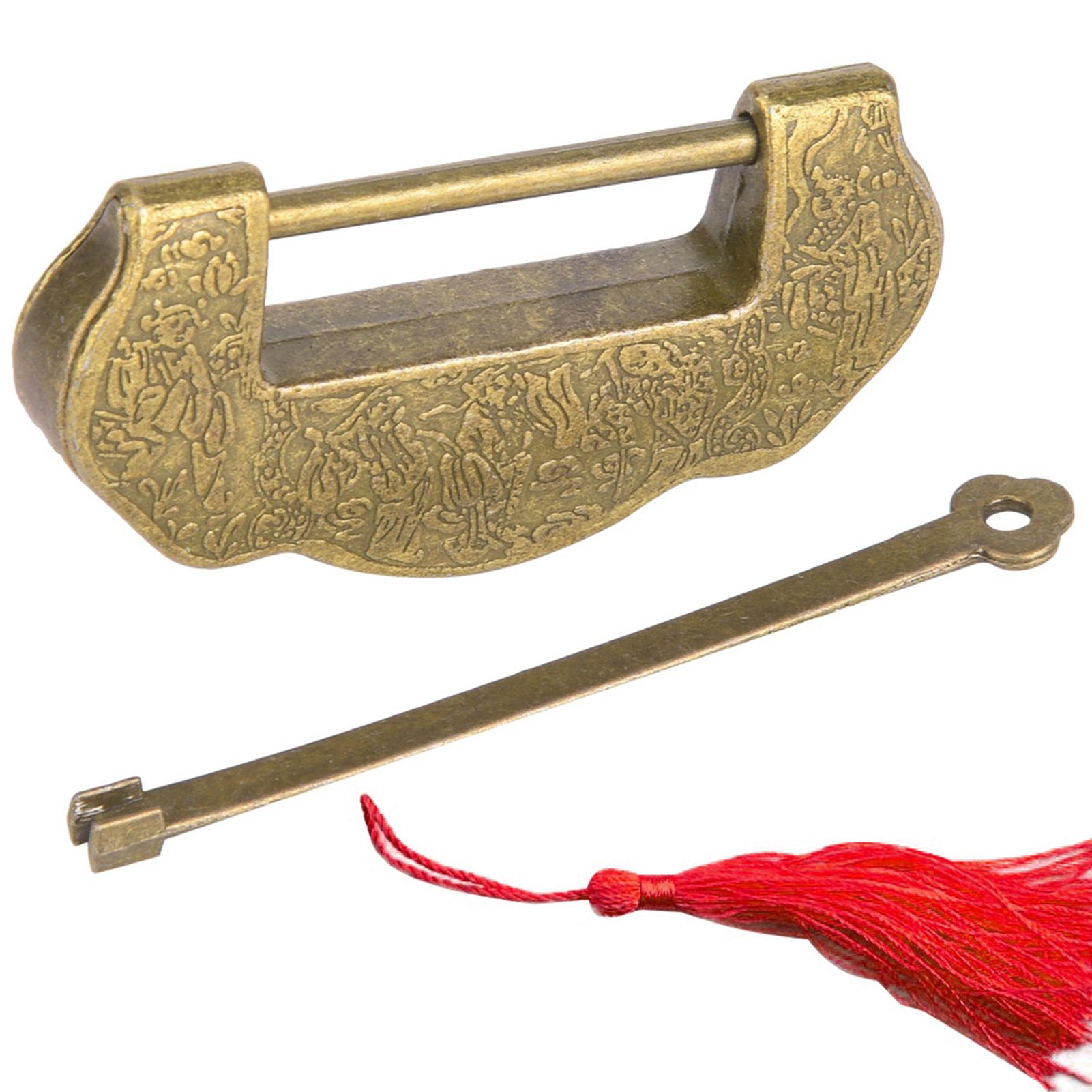 Zinc Alloy Antique Lock Ming Qing   Retro   Door Cabinet Lock with Tassel